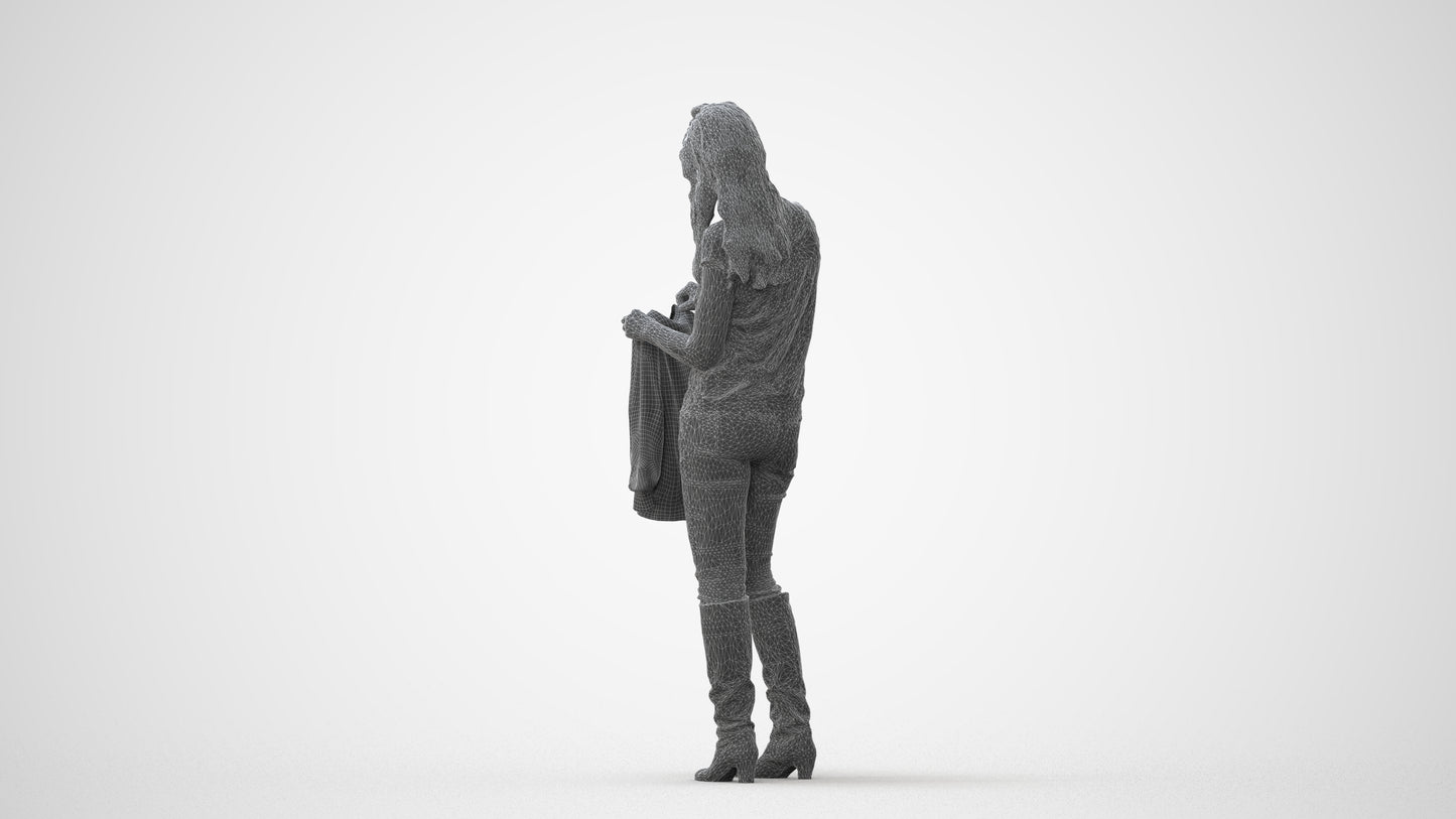 3D people model woman casual standing, scanned human for 3ds Max rendering, square thumbnail