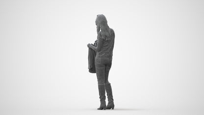 3D people model woman casual standing, scanned human for 3ds Max rendering, square thumbnail