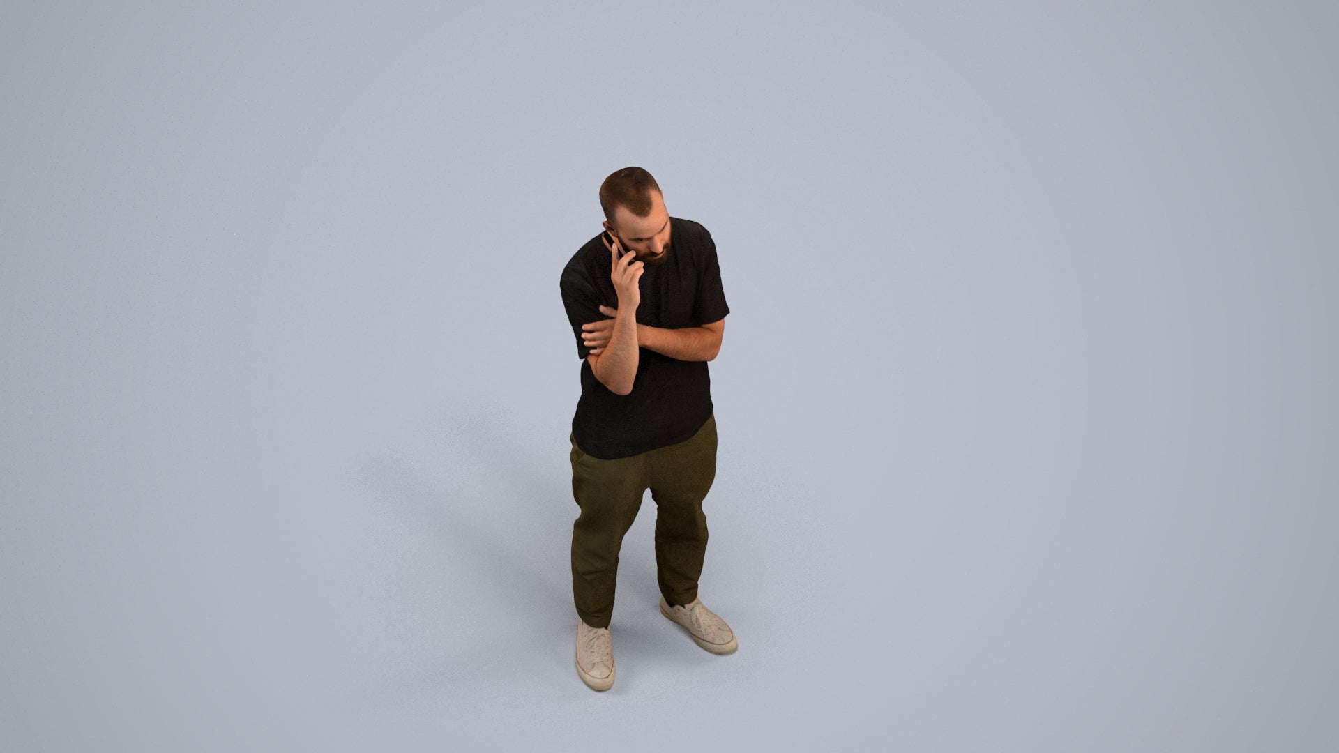 realistic 3D people man casual standing, render-ready for V-Ray and Corona, FBX OBJ, back view render