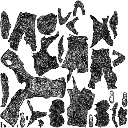 3D people model boy kids, scanned human for 3ds Max rendering, wireframe top-down view