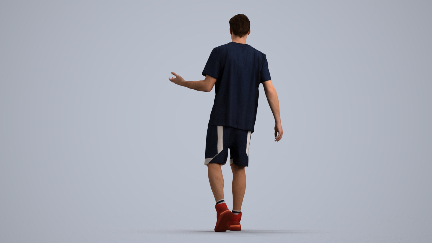 realistic 3D man sport, scanned archviz people for Blender and 3ds Max, front view render
