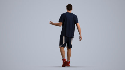 realistic 3D man sport, scanned archviz people for Blender and 3ds Max, front view render