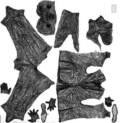 3D human model man business, photogrammetry scanned person for archviz, wireframe top-down view