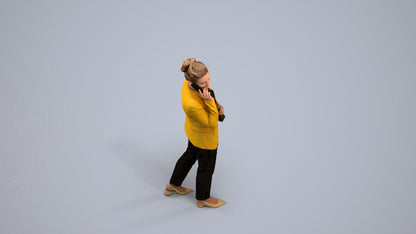 3D people model woman casual walking, scanned human for 3ds Max rendering, back view render