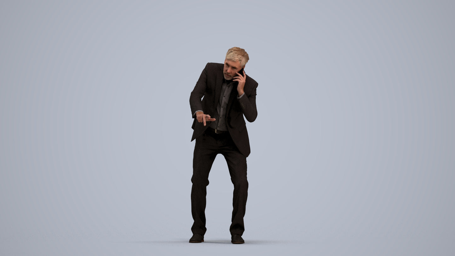 realistic 3D man business, scanned archviz people for Blender and 3ds Max, standing pose render