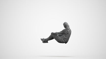 realistic 3D woman casual sitting, scanned archviz people for Blender and 3ds Max, wireframe front view