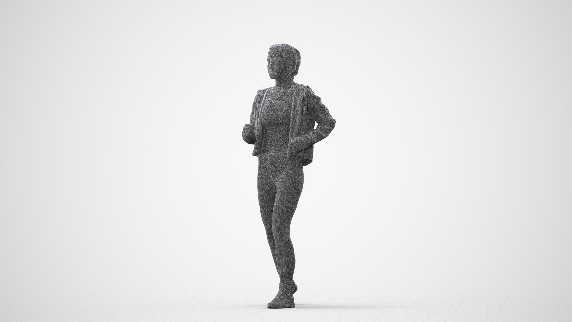 3D scanned woman sport, photorealistic archviz people for Enscape and SketchUp, square thumbnail