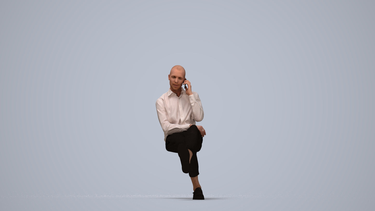 3D scanned man business, photorealistic archviz people for Enscape and SketchUp, top-down view render