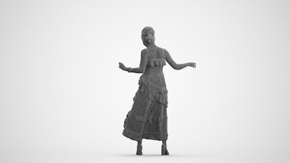 3D human model woman formal, photogrammetry scanned person for archviz, wireframe front view
