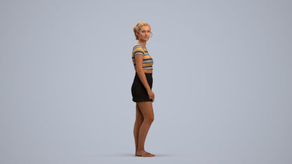realistic 3D people woman casual standing, render-ready for V-Ray and Corona, FBX OBJ, standing pose render
