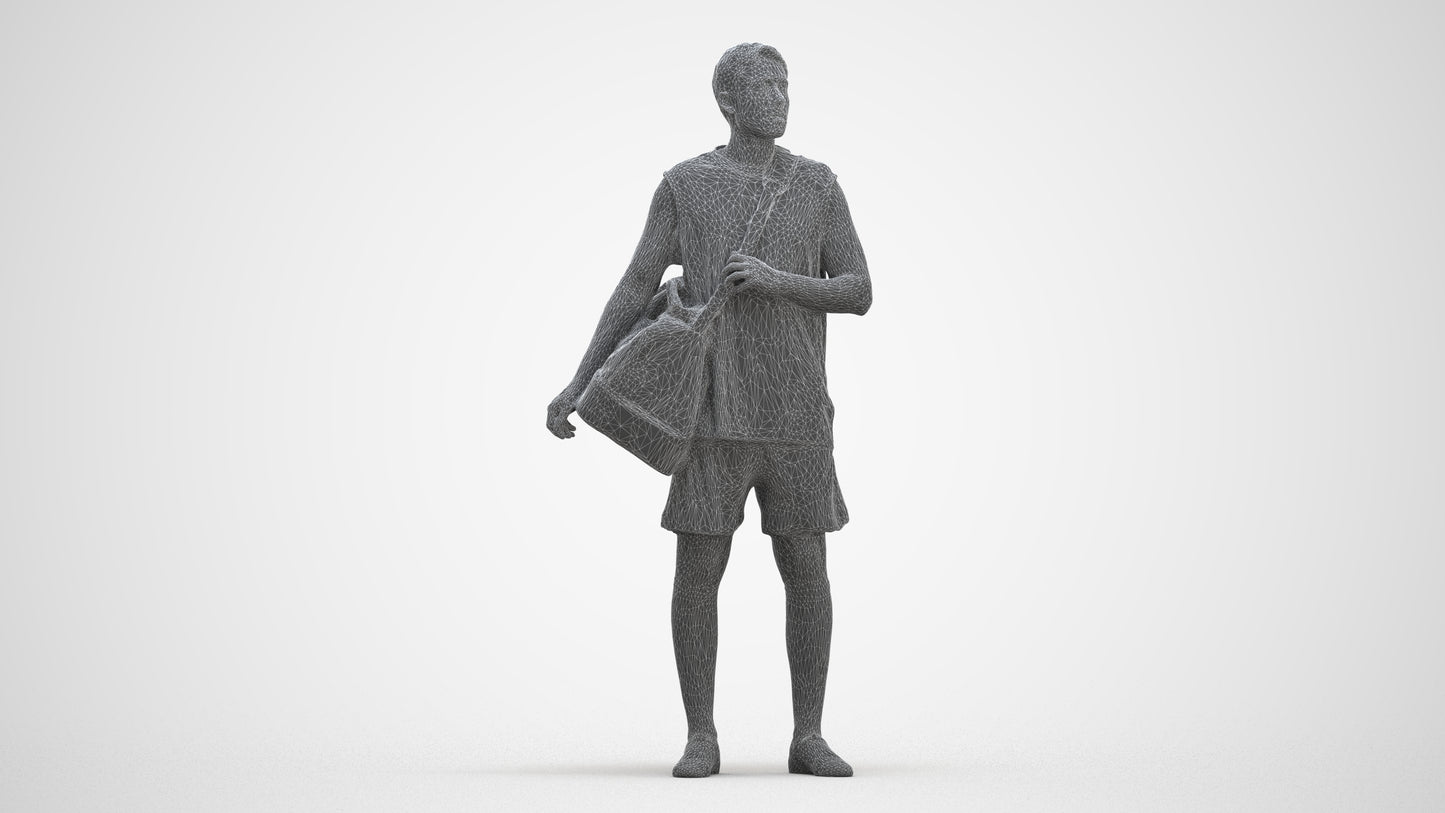 scanned 3D man sport, photogrammetry people for Enscape and V-Ray, three-quarter front view render