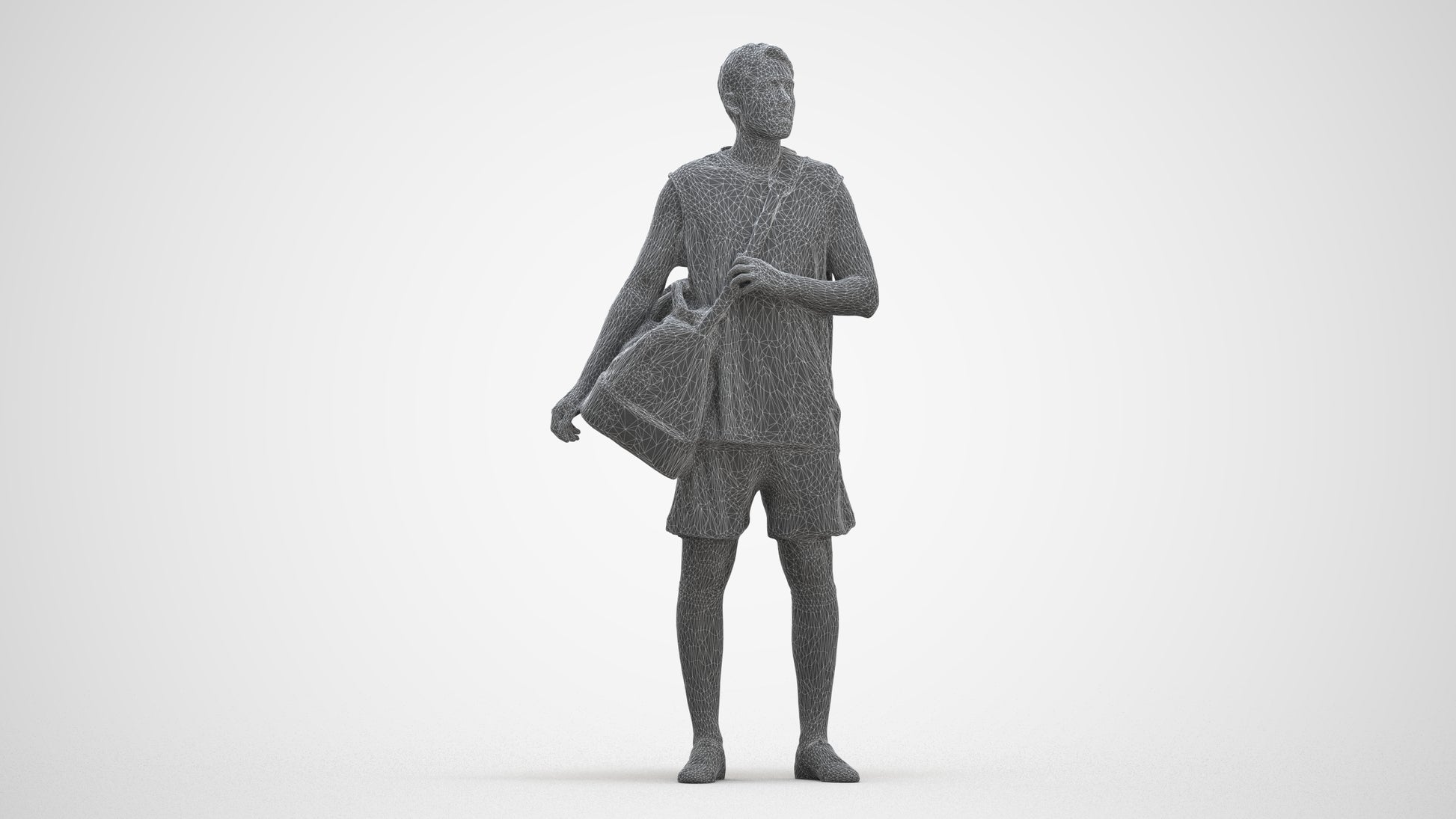 scanned 3D man sport, photogrammetry people for Enscape and V-Ray, three-quarter front view render