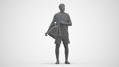 scanned 3D man sport, photogrammetry people for Enscape and V-Ray, three-quarter front view render