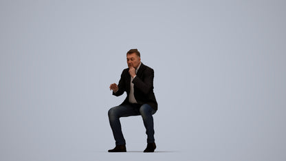 3D people model man business, scanned human for 3ds Max rendering, top-down view render