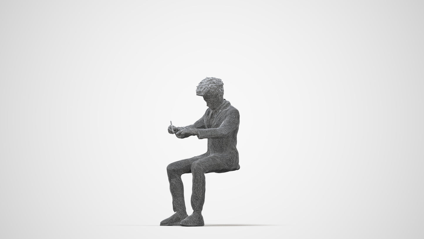3D human model boy kids, photogrammetry scanned person for archviz, wireframe back view