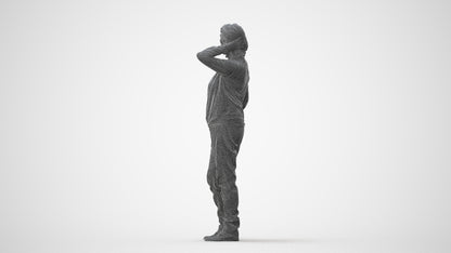3D people model woman casual standing, scanned human for 3ds Max rendering, square thumbnail