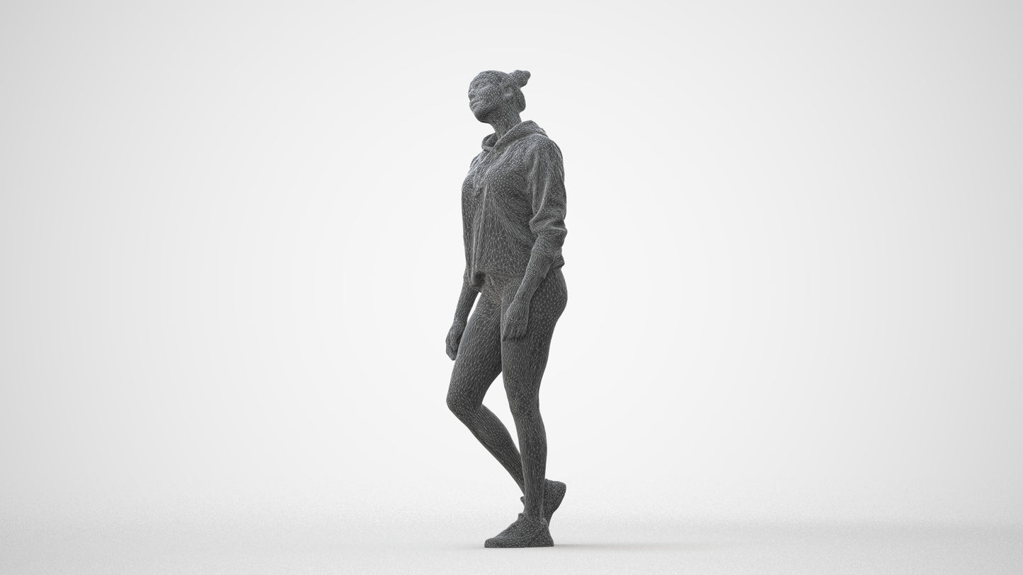 realistic 3D people woman casual walking, render-ready for V-Ray and Corona, FBX OBJ, square thumbnail