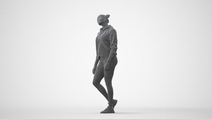 realistic 3D people woman casual walking, render-ready for V-Ray and Corona, FBX OBJ, square thumbnail