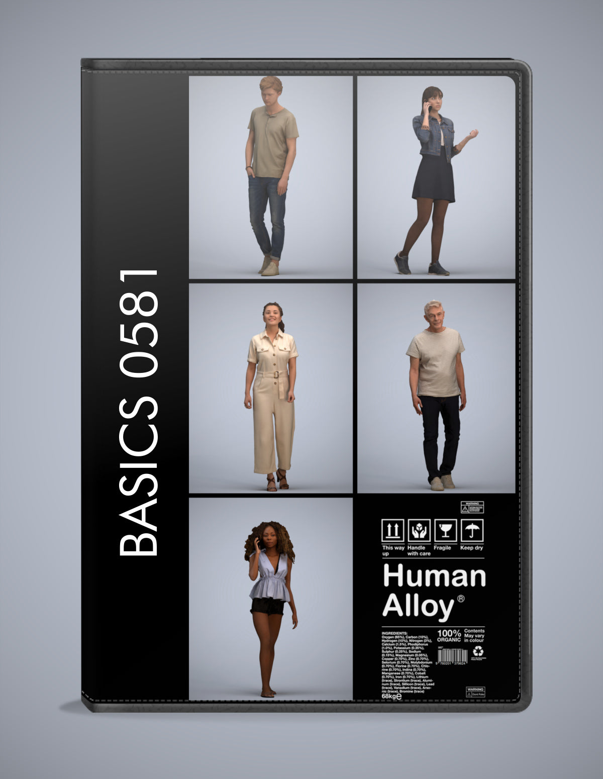 realistic 3D people walking set, 5 render-ready models for V-Ray and Corona