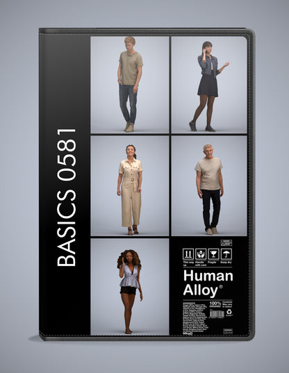 realistic 3D people walking set, 5 render-ready models for V-Ray and Corona