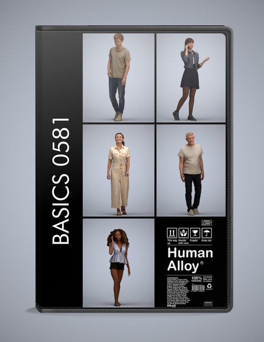 realistic 3D people walking set, 5 render-ready models for V-Ray and Corona