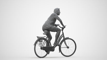 photogrammetry 3D man casual cycling, realistic human model archviz FBX, wireframe side view