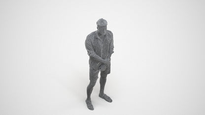 3D scanned man standing casual, photorealistic archviz people for Enscape and SketchUp, wireframe three-quarter view