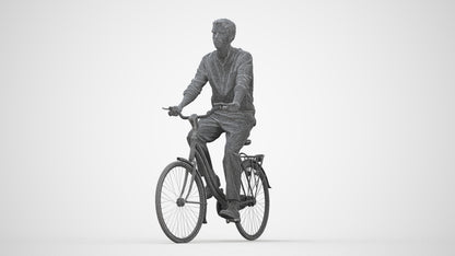 3D scanned man cycling casual, photorealistic archviz people for Enscape and SketchUp, wireframe back view