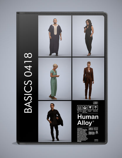 photogrammetry 3D people walking collection, 5 realistic human models archviz FBX
