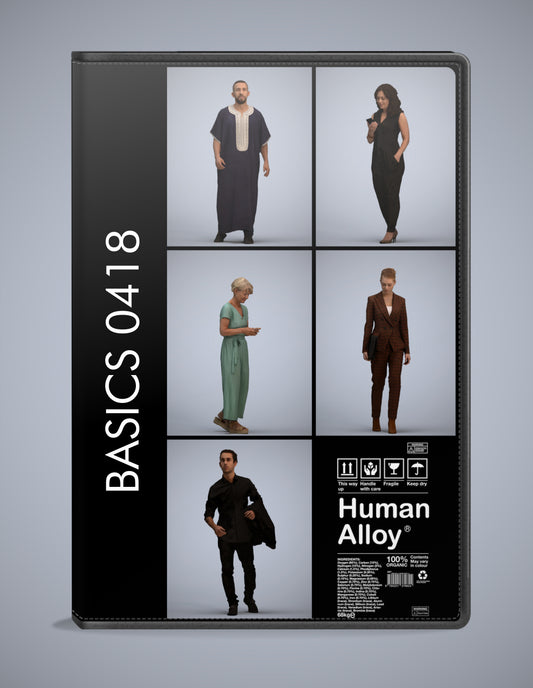 photogrammetry 3D people walking collection, 5 realistic human models archviz FBX
