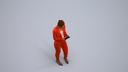scanned 3D woman business standing, photogrammetry people for Enscape and V-Ray, back view render