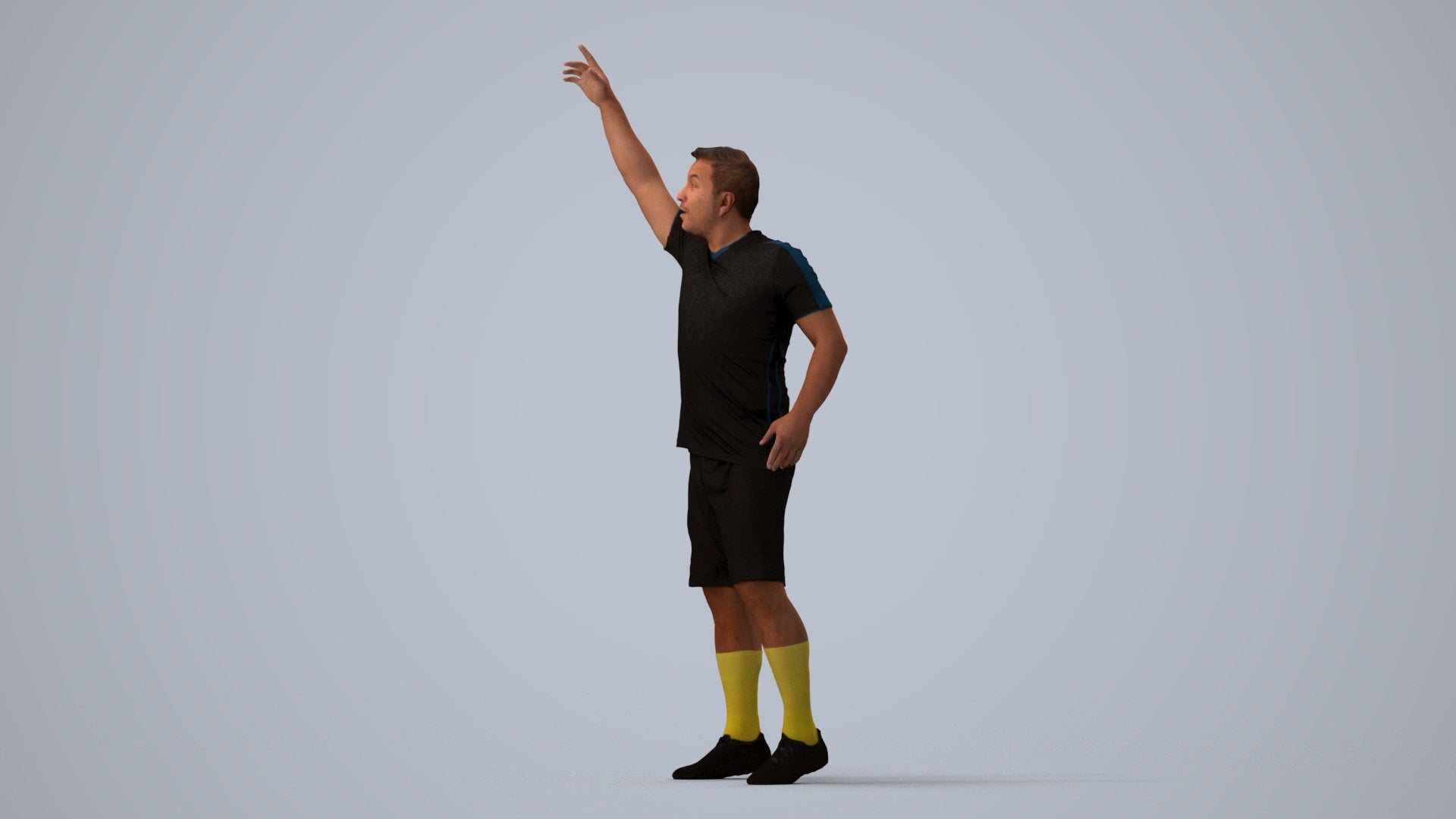 realistic 3D man sport, scanned archviz people for Blender and 3ds Max, three-quarter view render