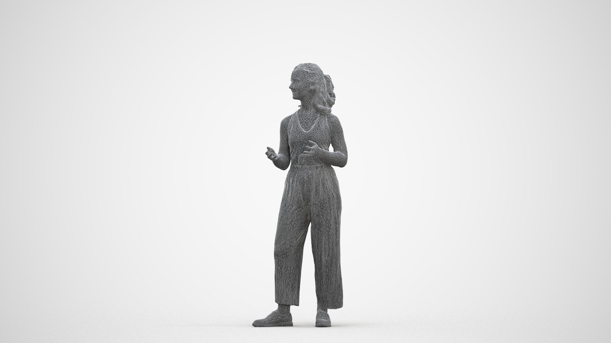 realistic 3D people girl casual kids, render-ready for V-Ray and Corona, FBX OBJ, three-quarter front view render