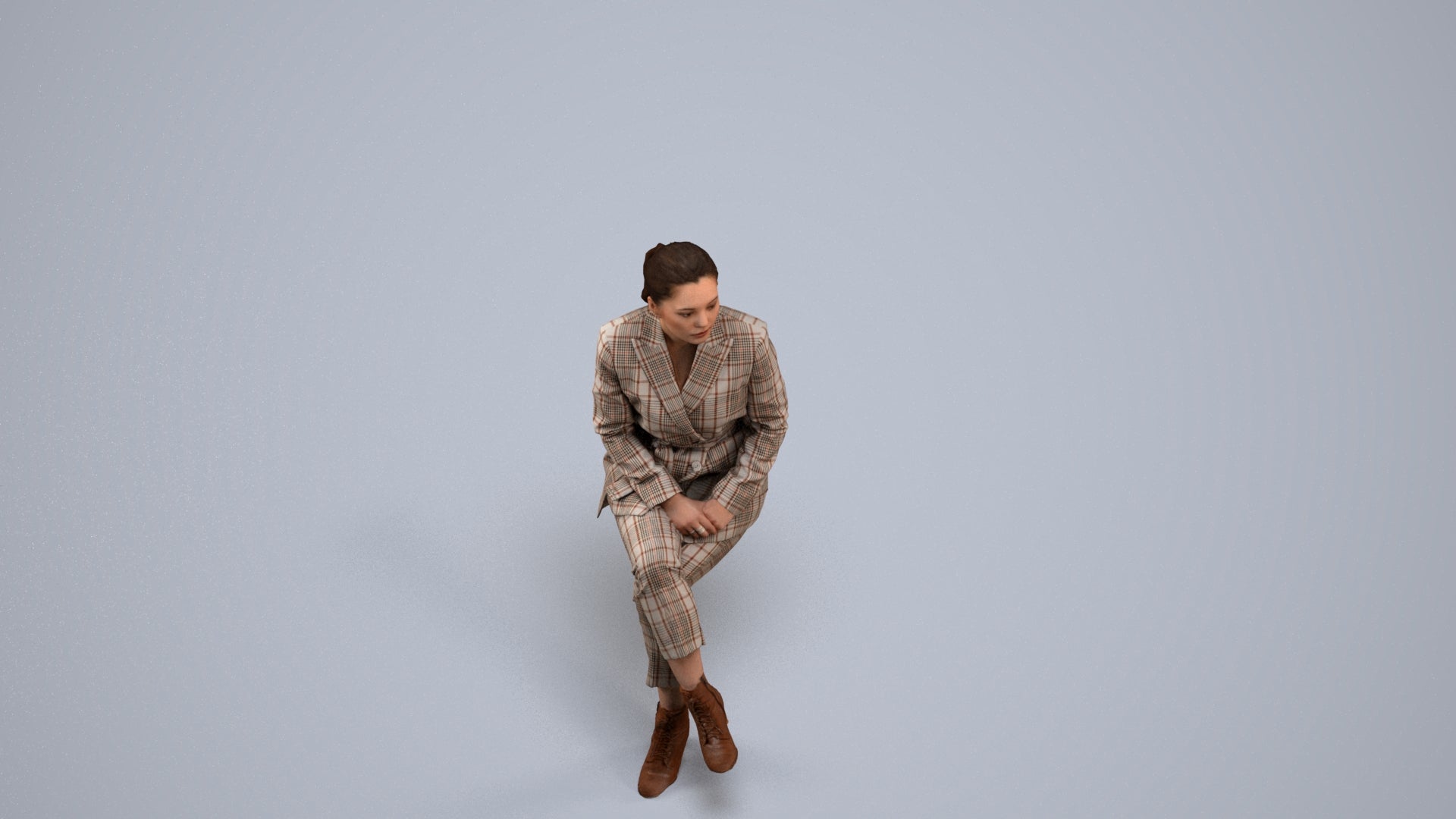 3D scanned woman business, photorealistic archviz people for Enscape and SketchUp, back view render