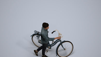 realistic 3D man casual sitting, scanned archviz people for Blender and 3ds Max, back view render