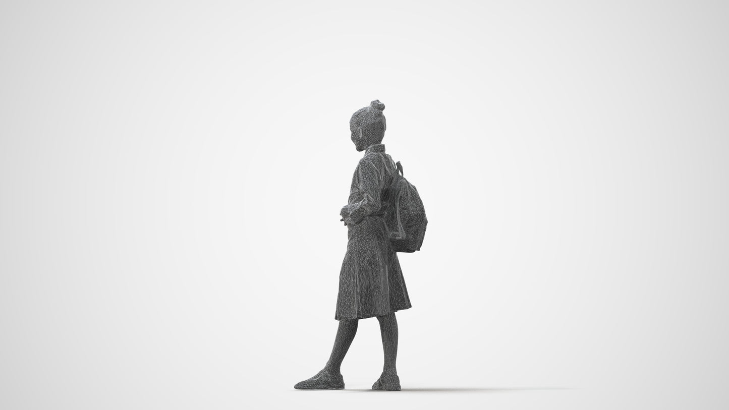 scanned 3D girl kids, photogrammetry people for Enscape and V-Ray, square thumbnail