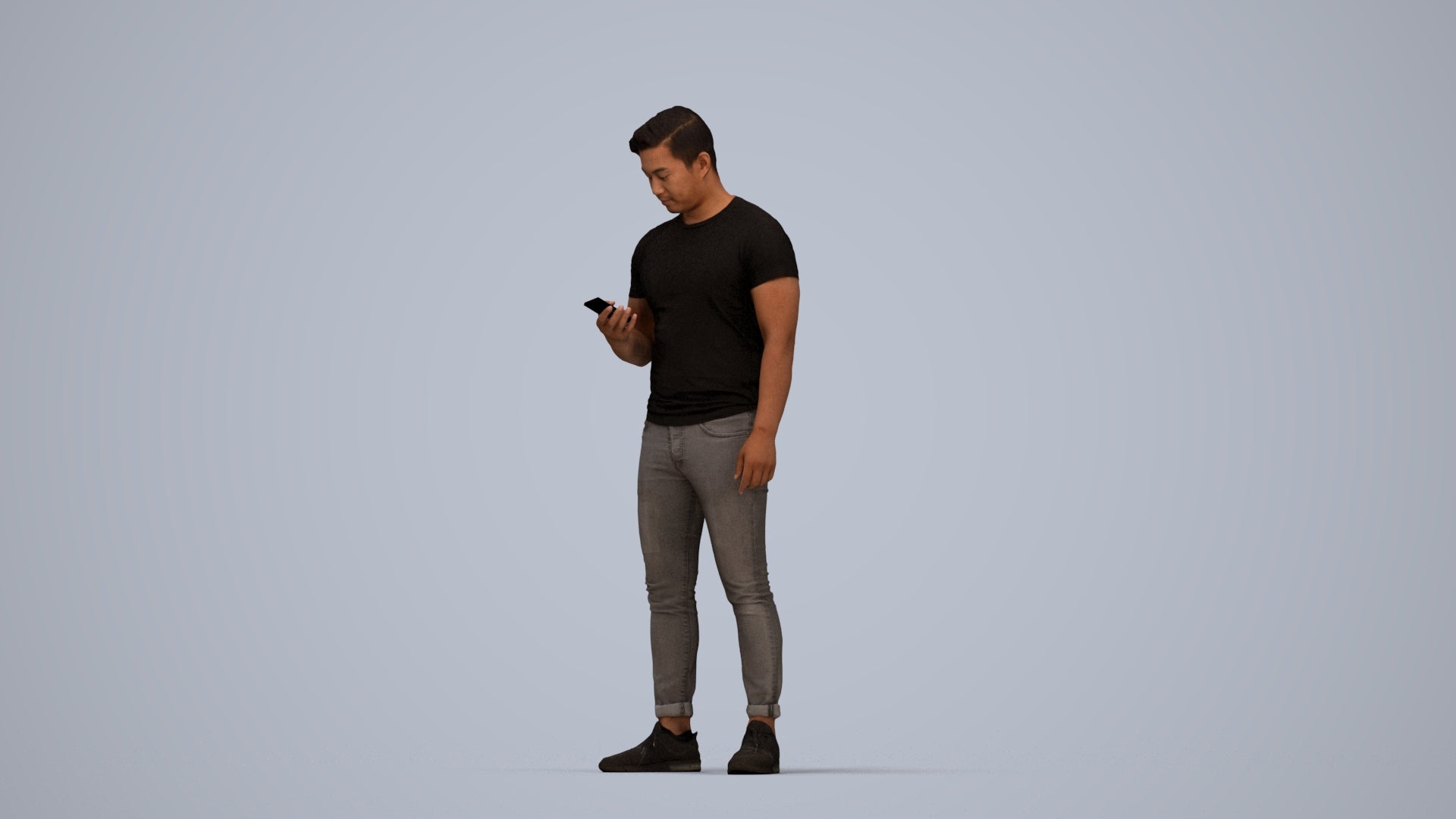 photogrammetry 3D man casual standing, realistic human model archviz FBX, top-down view render