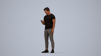 photogrammetry 3D man casual standing, realistic human model archviz FBX, top-down view render