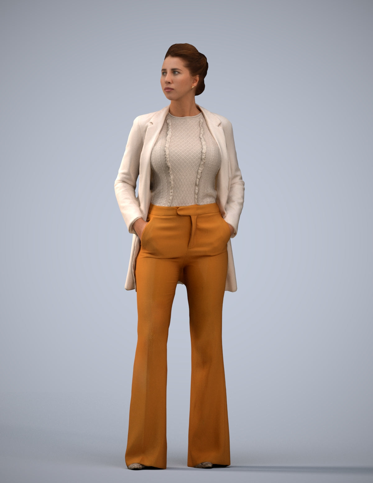 3D people model woman business standing, scanned human for 3ds Max rendering