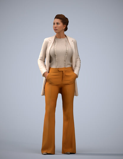 3D people model woman business standing, scanned human for 3ds Max rendering