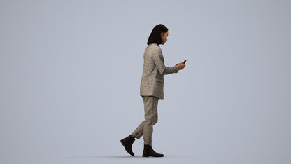 photogrammetry 3D woman business standing, realistic human model archviz FBX, side view render