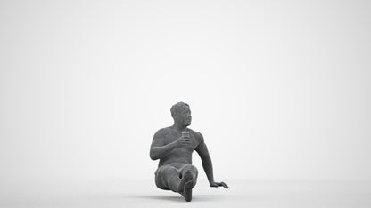 realistic 3D human man pool, archviz people FBX OBJ for Blender, wireframe side view