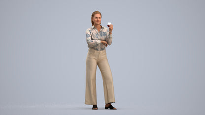 scanned 3D woman casual standing, photogrammetry people for Enscape and V-Ray, standing pose render