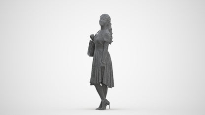 realistic 3D people woman casual standing, render-ready for V-Ray and Corona, FBX OBJ, three-quarter front view render