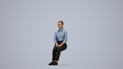 realistic 3D human girl kids, archviz people FBX OBJ for Blender, top-down view render