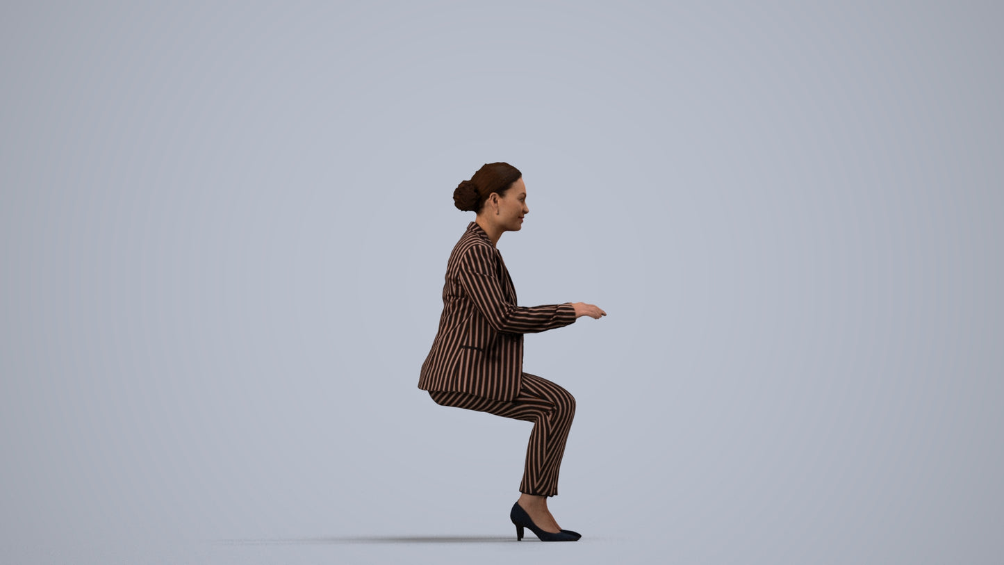 realistic 3D woman business, scanned archviz people for Blender and 3ds Max, side view render