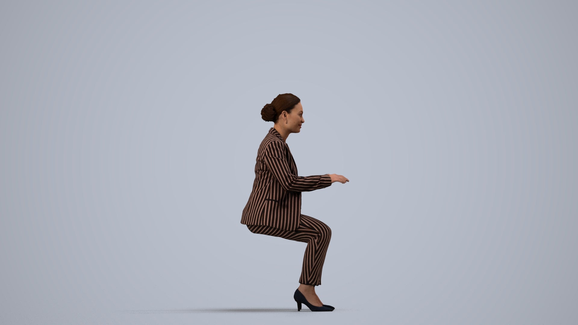 realistic 3D woman business, scanned archviz people for Blender and 3ds Max, side view render