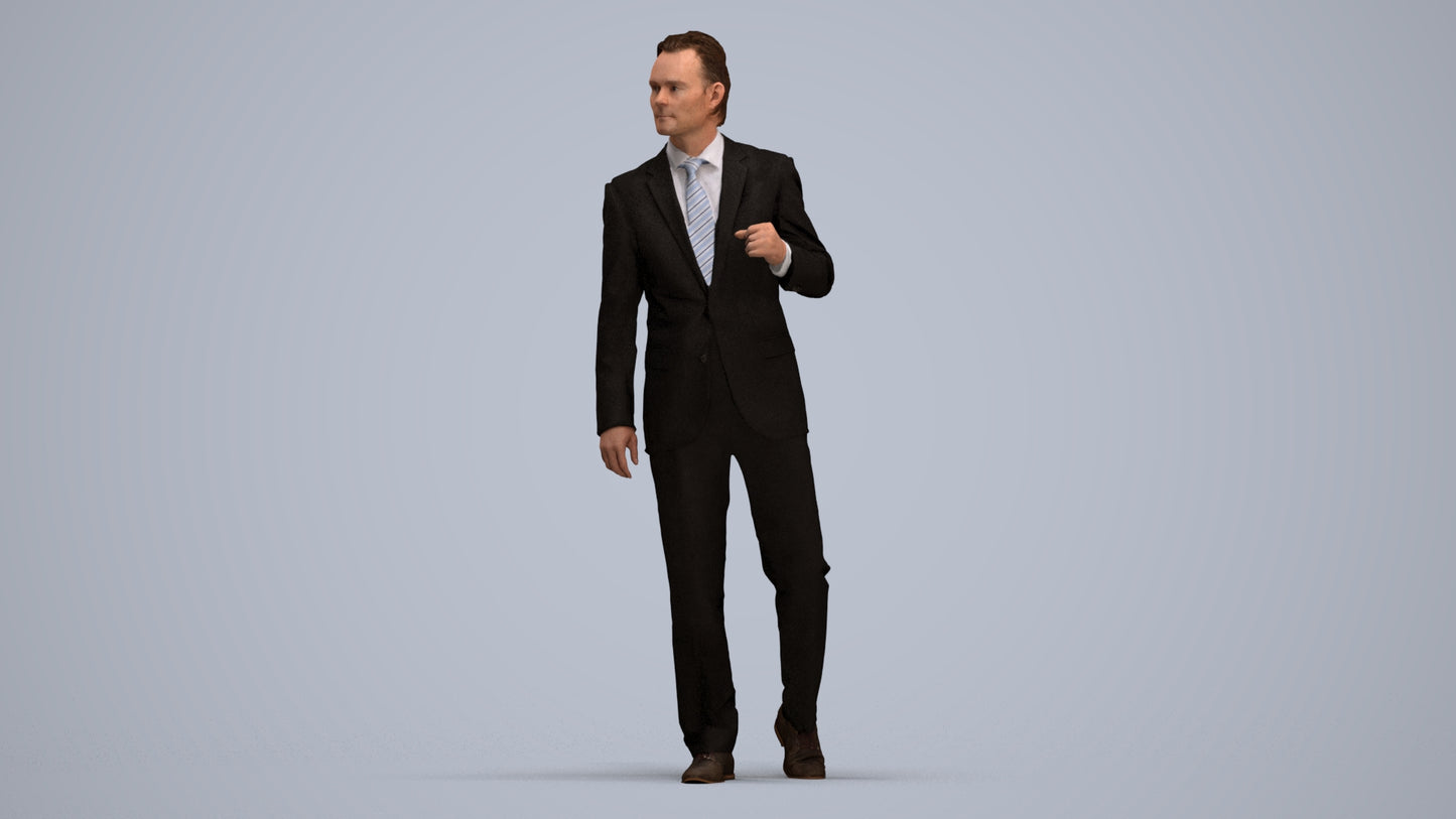 scanned 3D man business, photogrammetry people for Enscape and V-Ray, standing pose render