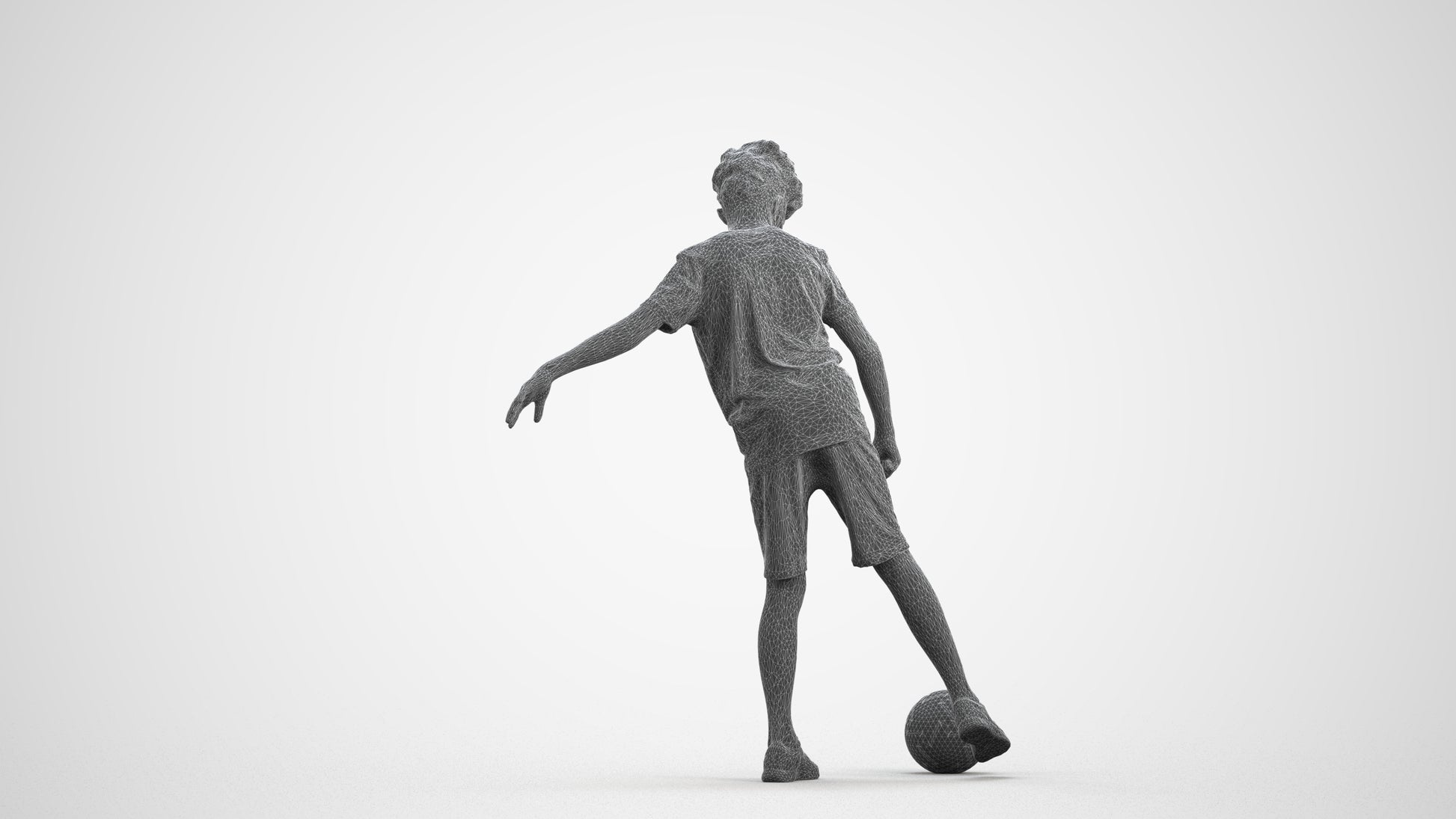 realistic 3D boy sport kids, scanned archviz people for Blender and 3ds Max, wireframe front view