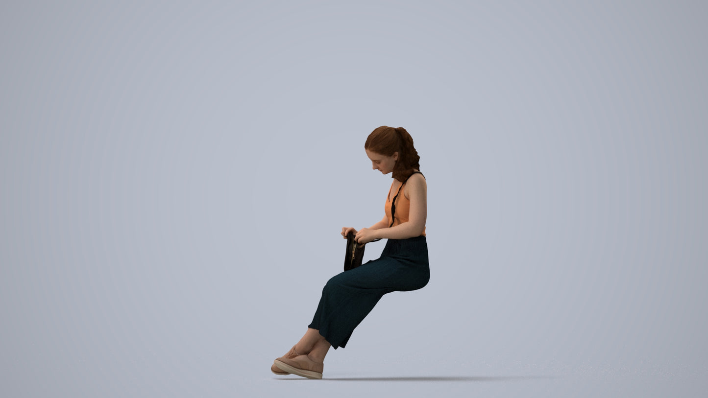 photogrammetry 3D girl casual kids, realistic human model archviz FBX, three-quarter view render